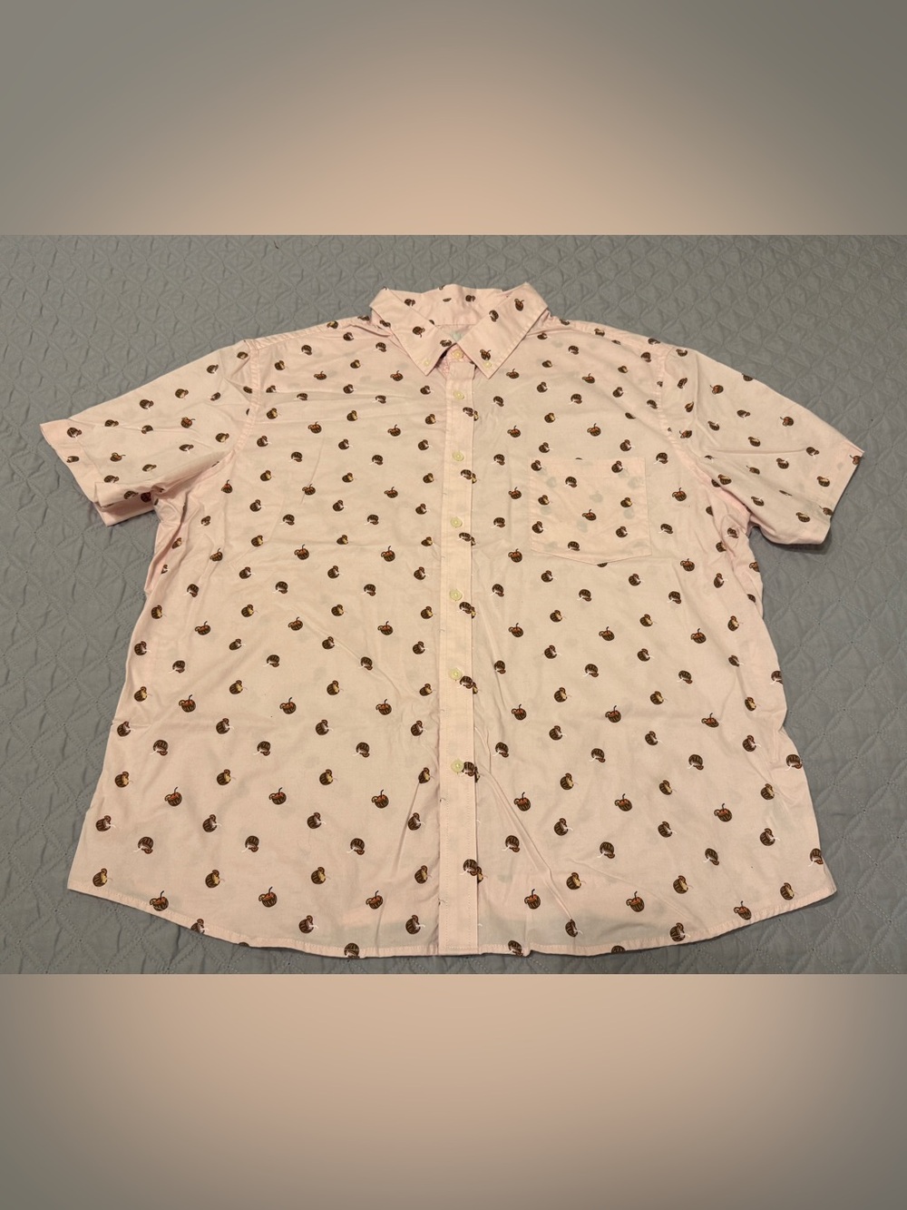 Goodfellow & Co. Mens XXL Short Sleeve Button Up Shirt Pink Slim Fit Coconut